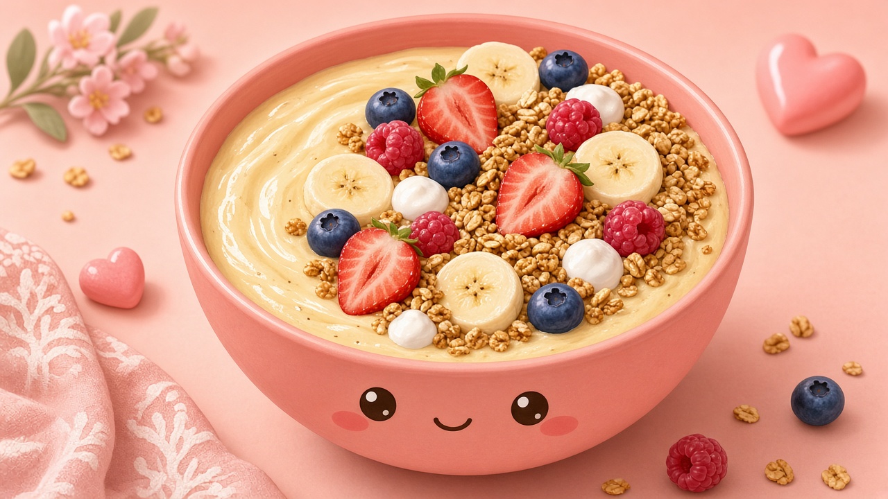 Banana smoothie bowl — cartoon recipe illustration