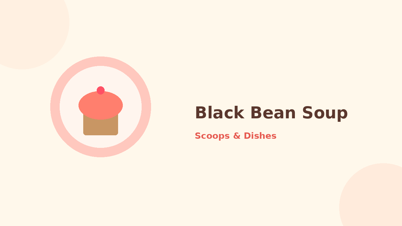 Black Bean Soup — cartoon recipe illustration