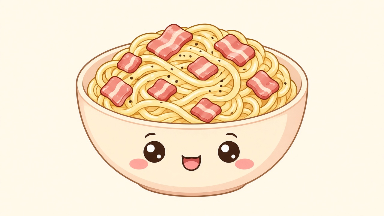 Carbonara — cartoon recipe illustration
