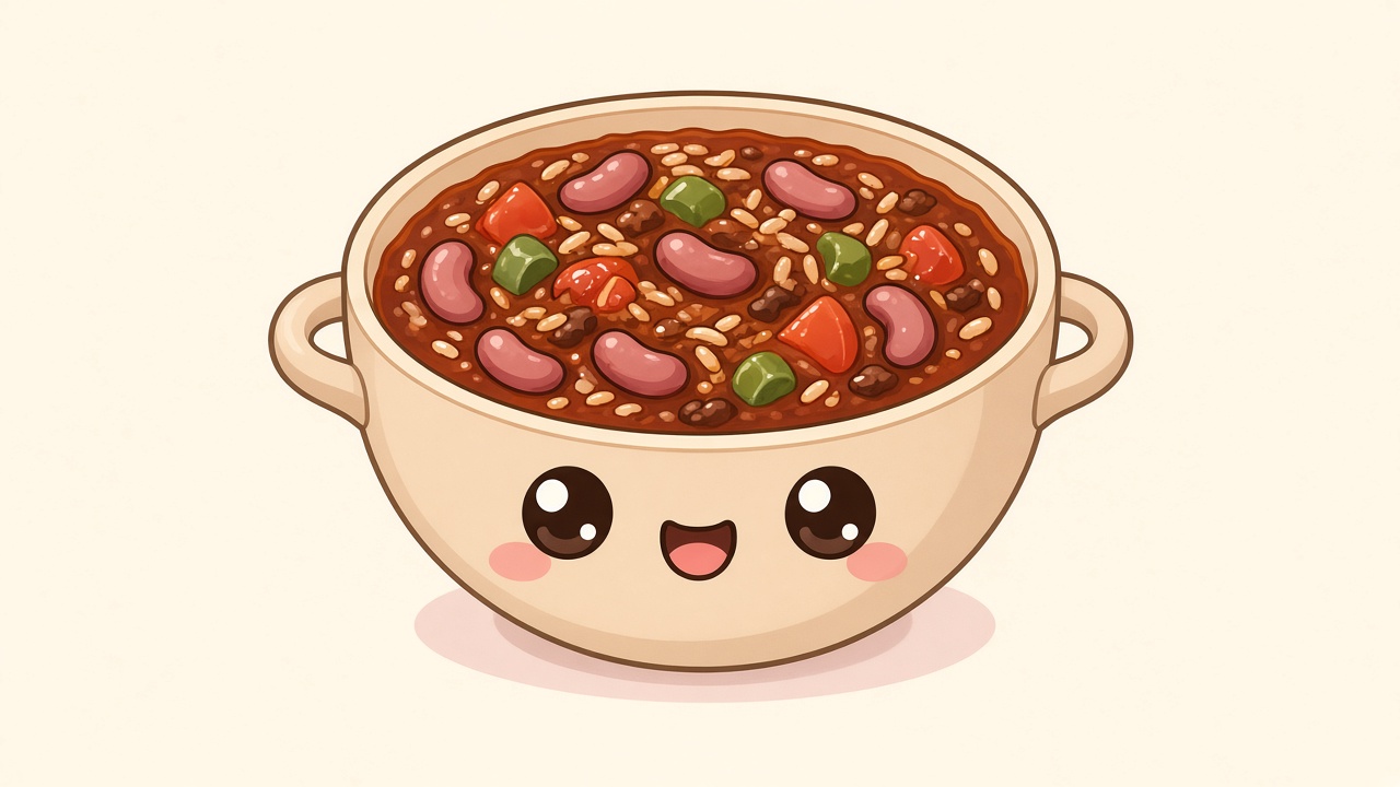 Chilli con carne — cartoon recipe illustration