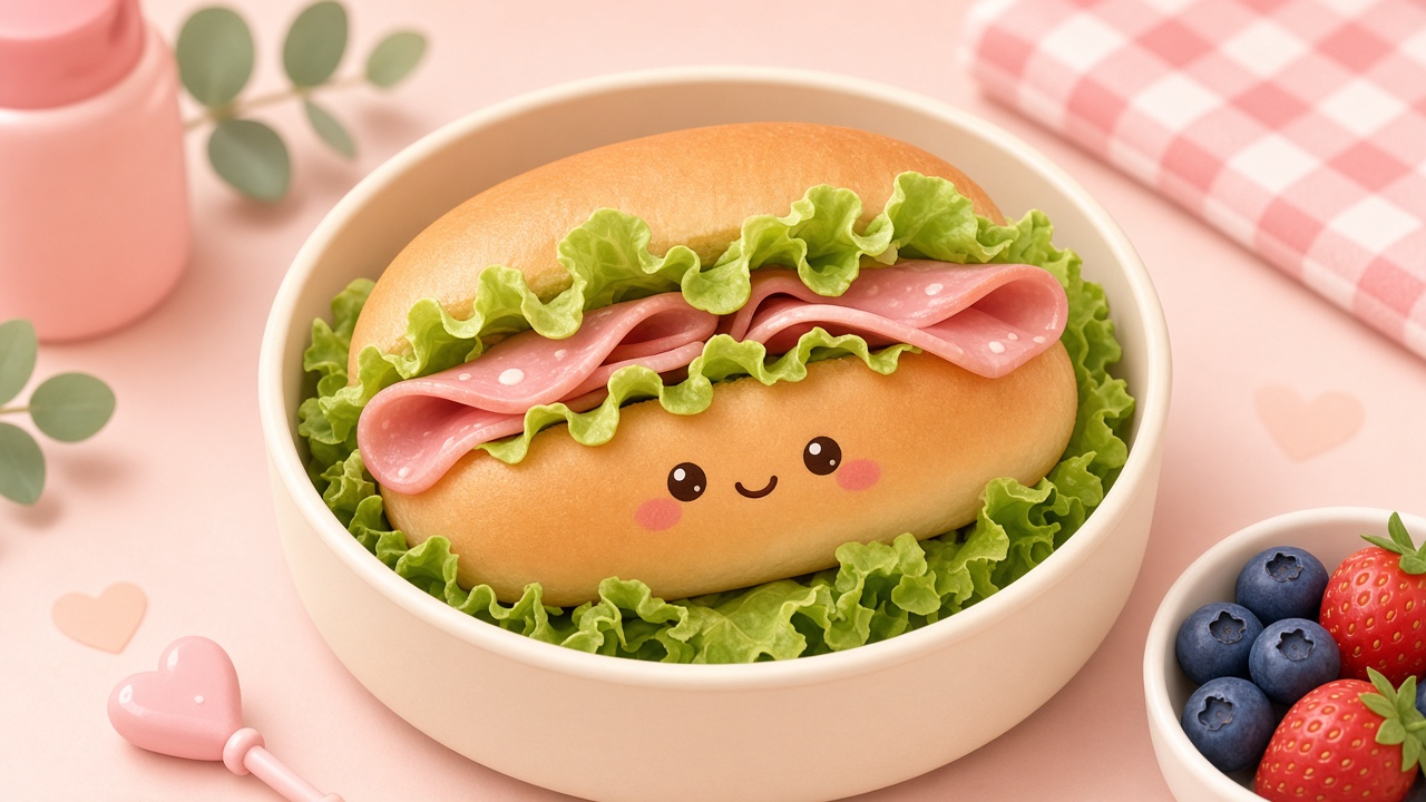 Ham salad roll — cartoon recipe illustration