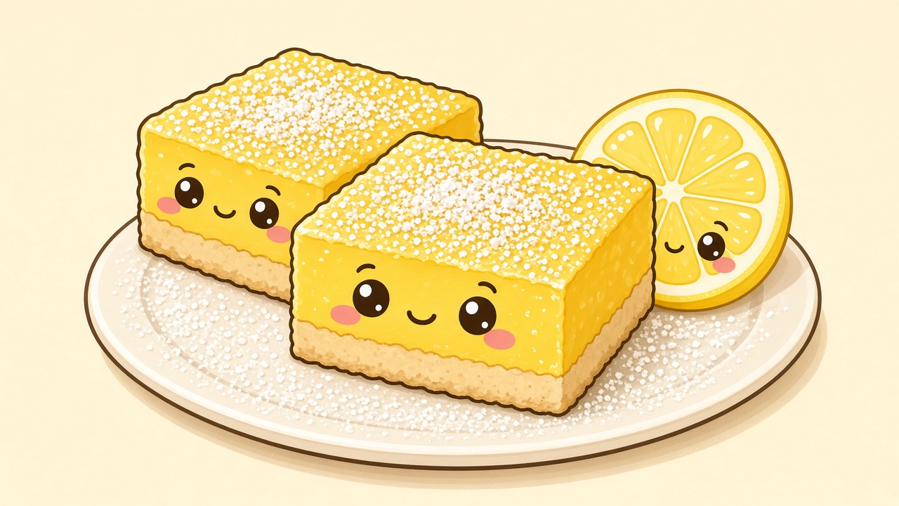 Lemon bars — cartoon recipe illustration