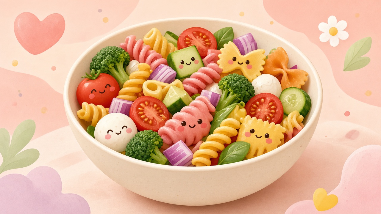 Pasta salad — cartoon recipe illustration