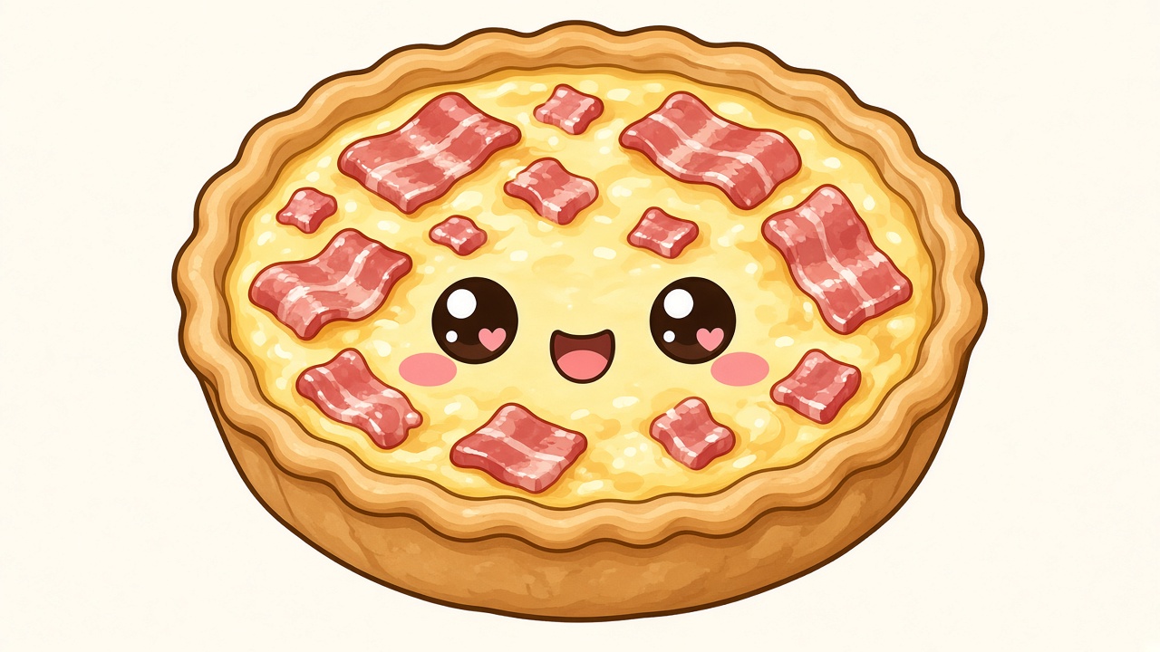 Quiche Lorraine — cartoon recipe illustration