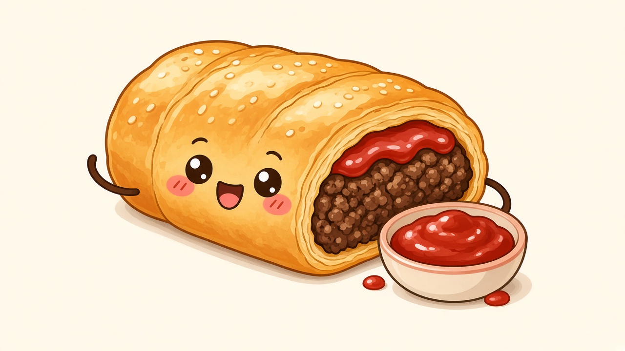 Sausage rolls — cartoon recipe illustration