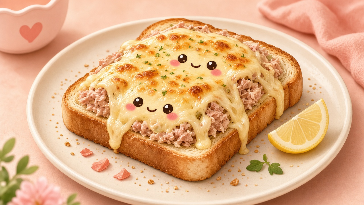 Tuna melt — cartoon recipe illustration