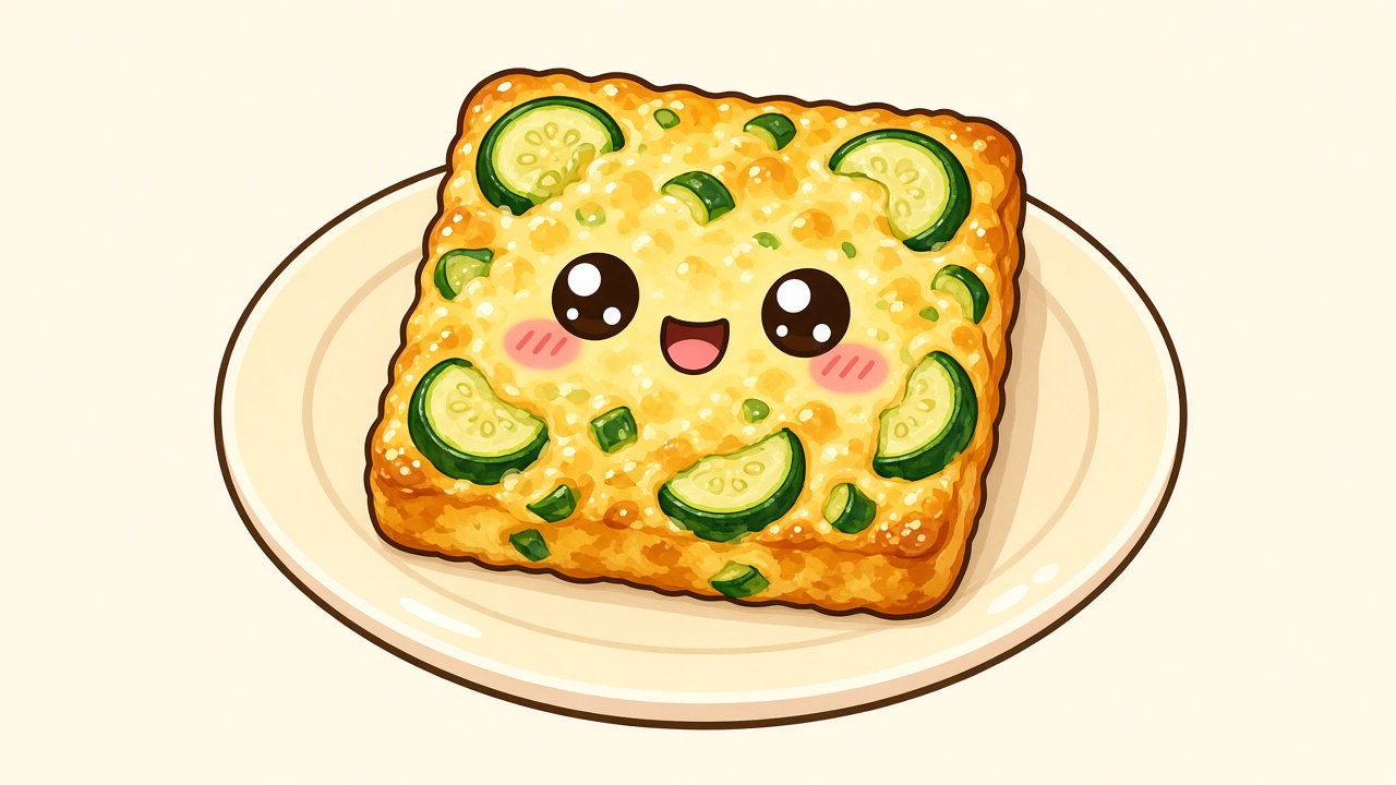 Zucchini slice — cartoon recipe illustration